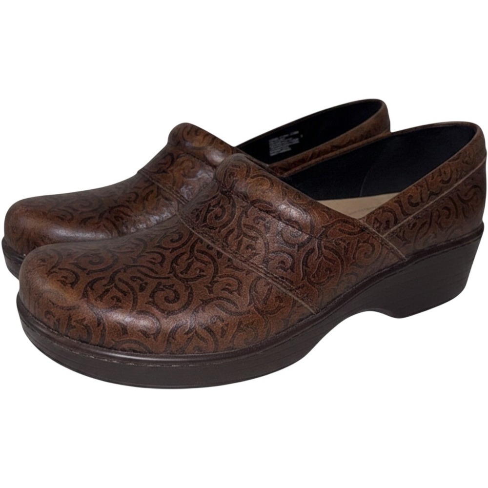 Abeo Bio System Flora AF148 Women's Clog 7 Brownโ Leather Embossed Slip On Shoes